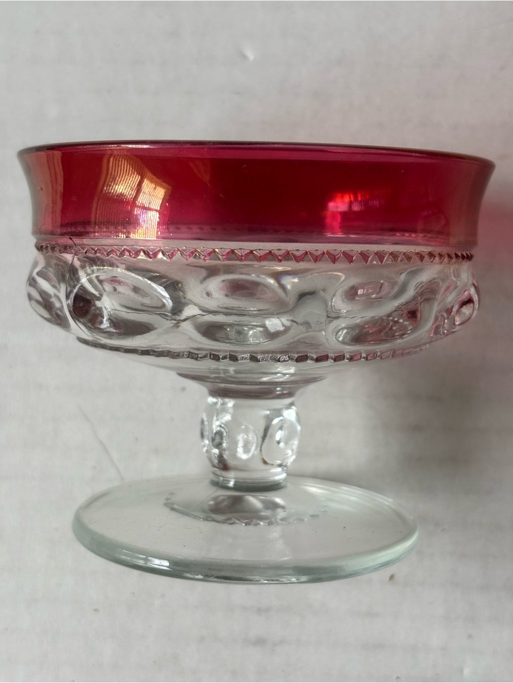 Vintage Kings Crown Ruby Flash Thumbprint Sherbet Champagne Glasses Set of 7
